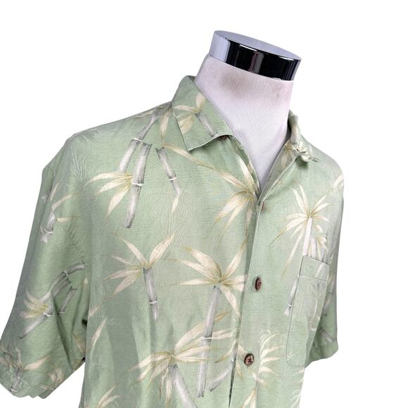 Tommy Bahama Hawaiian Shirt Men’s Large Green Palm Tree 100% Silk Button-Up - Picture 2 of 9